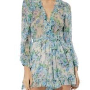 Zimmermann floral silk romper shorts dress playsuit size 3 ruffle
